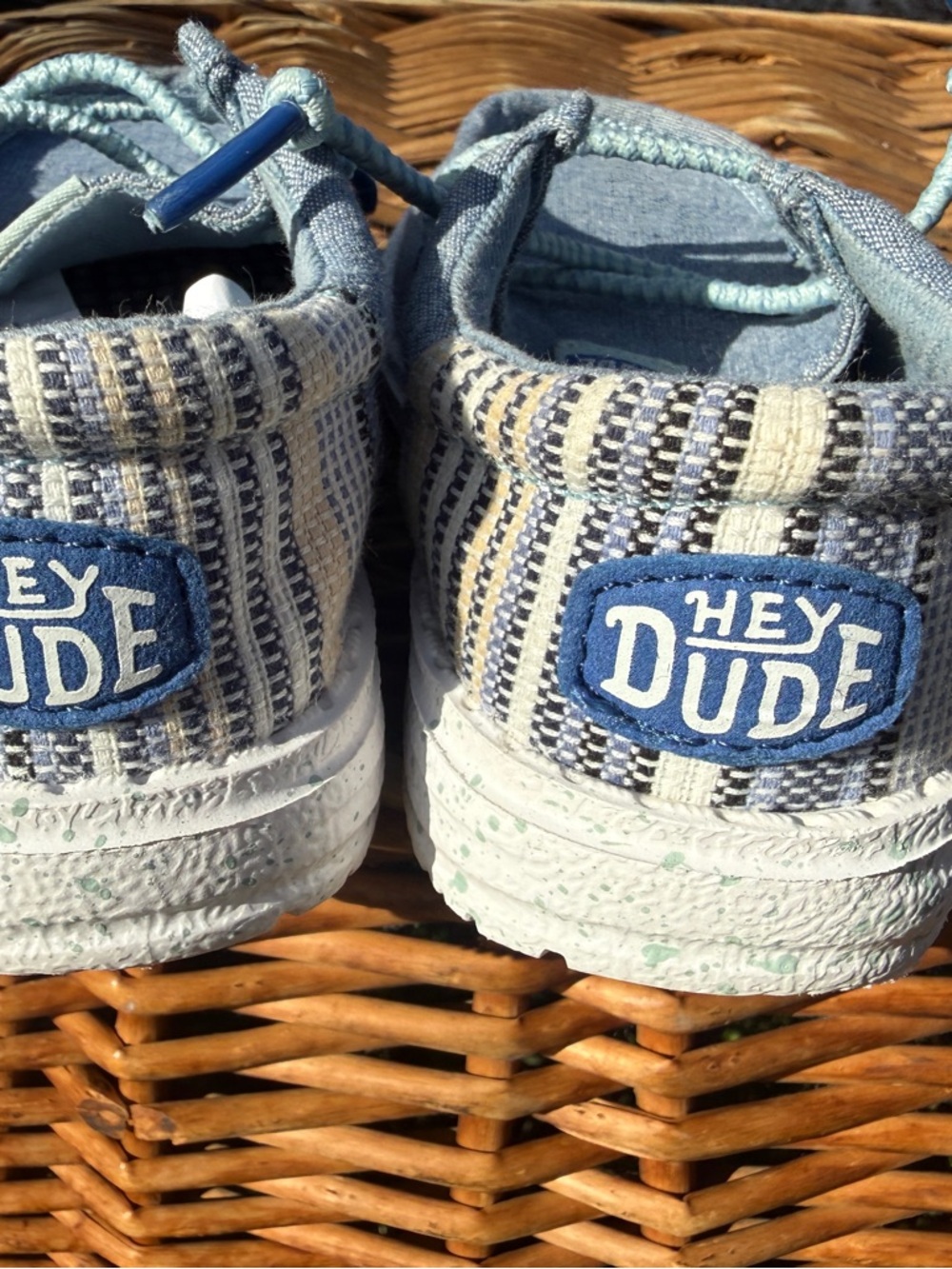 Hey Dude Kids Woven Blue & Cream Slip-On Sneakers